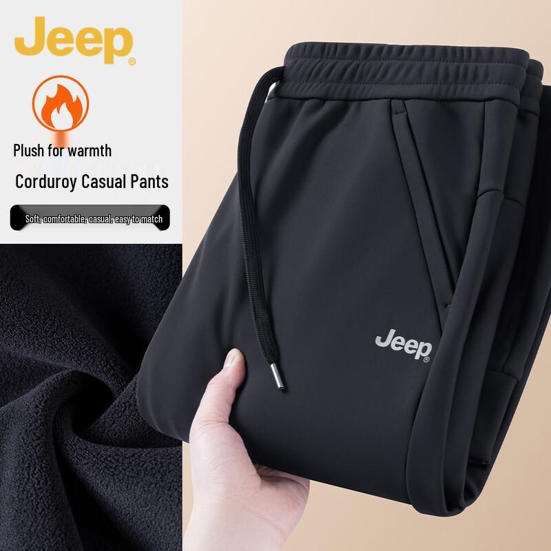JEEP Men s Thermal Fleece Lined Casual Cuffed Pants L чёрный