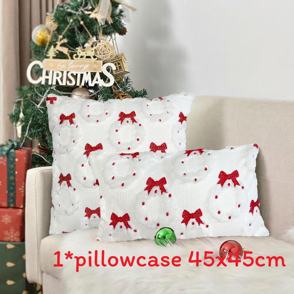 Christmas Plush Pillow Cover With Geometric Snowflake Design For Home Decor And Gift