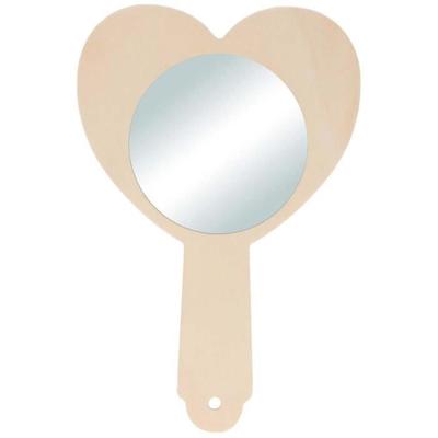 Wooden Mirror - Heart - 13.5 X 9 Cm
