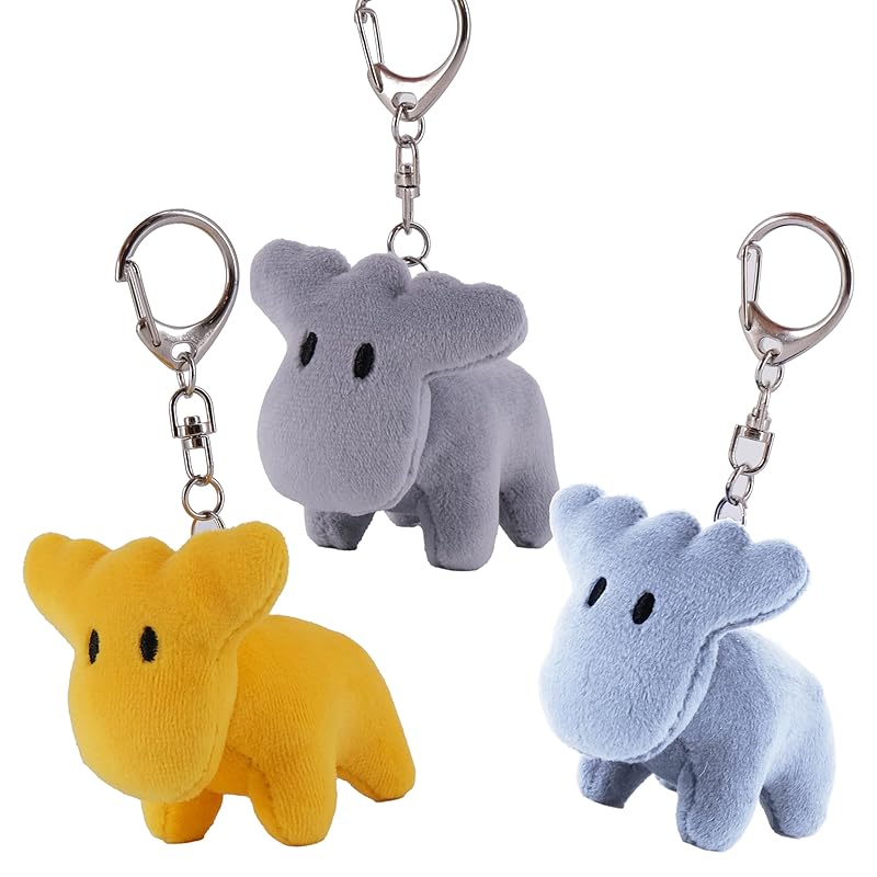 

[Mozu] MOZ moz stuffed animal charm 3-piece set (dark yellow, gray, blue)