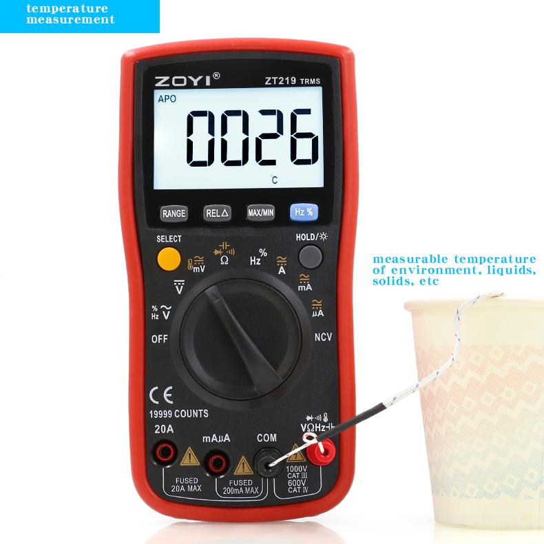 ZOYI Auto-Range Multimeter ZT219 Hochpräzises 4,5-stelliges True RMS Digitalmultimeter mit Überlastschutz, 19999 Counts