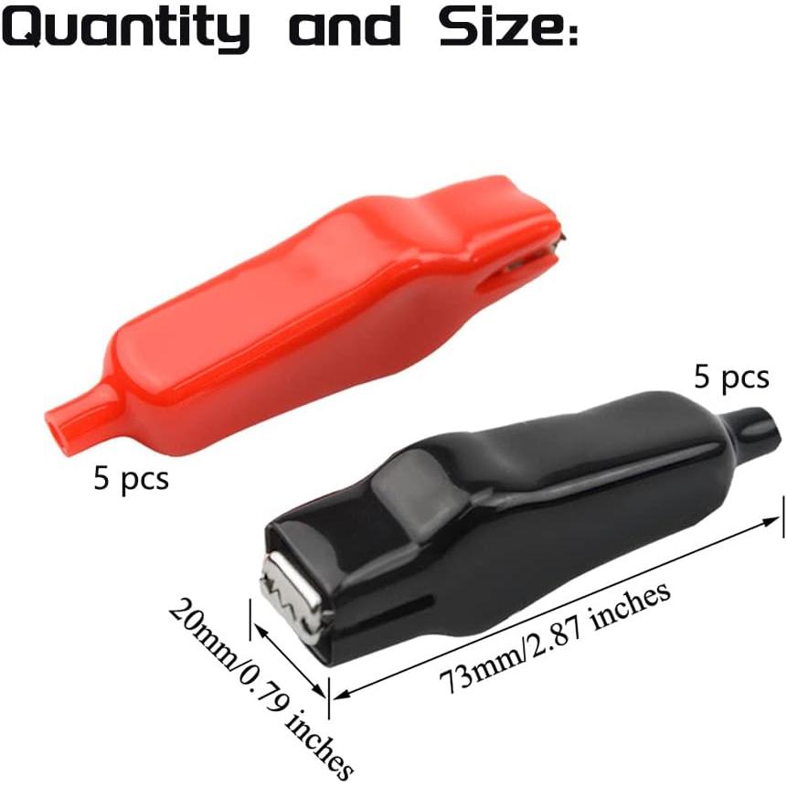 10 PCS Insulated Alligator Clips Electric Test Clips Alligator Clamp for Car Auto Vehicle  Black Red