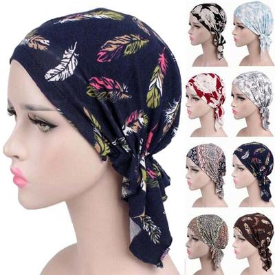 Women Muslim Turban Cancer Chemo Cap Stretch Wrap Beanie Head Scarf Cover Hats New Floral Print Headscarf Beanie & Turban For Women