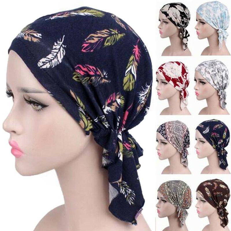 Women Muslim Turban Cancer Chemo Cap Stretch Wrap Beanie Head Scarf Cover Hats