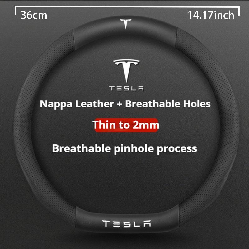 Car Carbon Fiber Leather Anti-Slip Steering Wheel Cover For Tesla Cybertruck Beast Roadster Model 3 Model Y Model S Model X