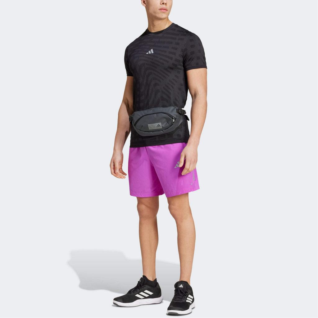 Adidas Gym+ Training Seamless Moisture-Wicking Printed Round Neck Short Sleeve T-Shirt Men Tops Black Grey IM7485