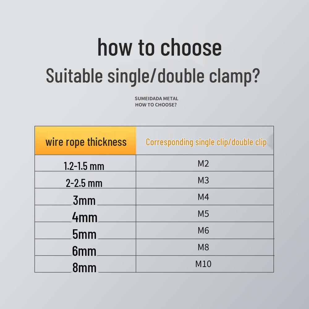 

304 Stainless Steel Single/Double Clip Wire Rope Terminal Lock Buckle Single Clip M2