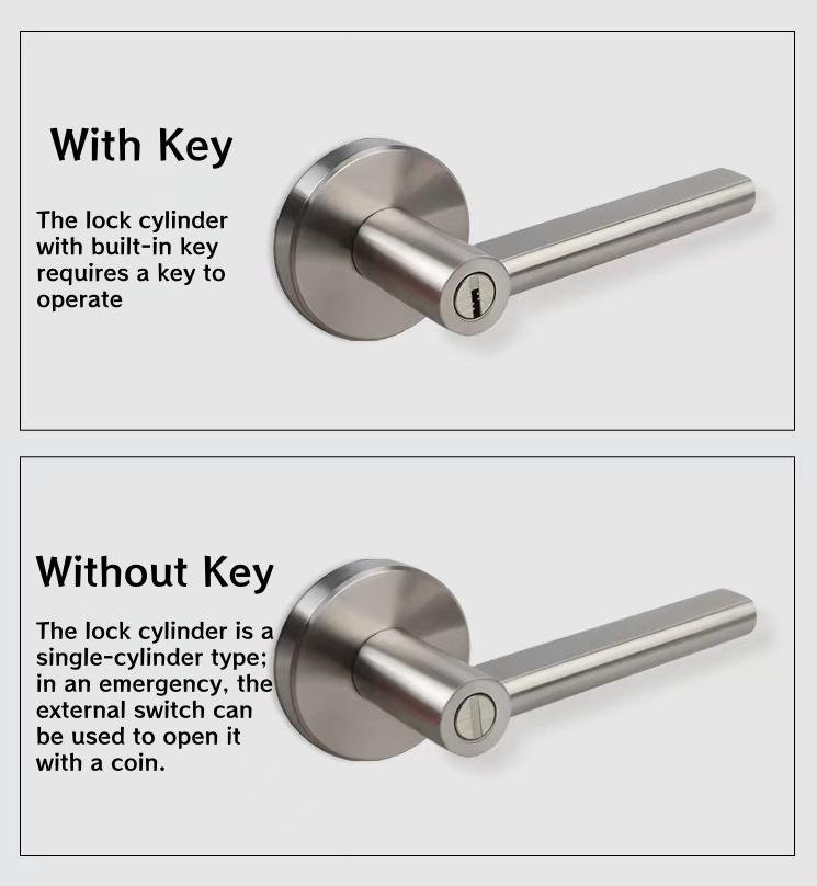 Factory Round Stainless Steel Privacy 3-Point Lock Door Handle for Bedroom&Bathroom