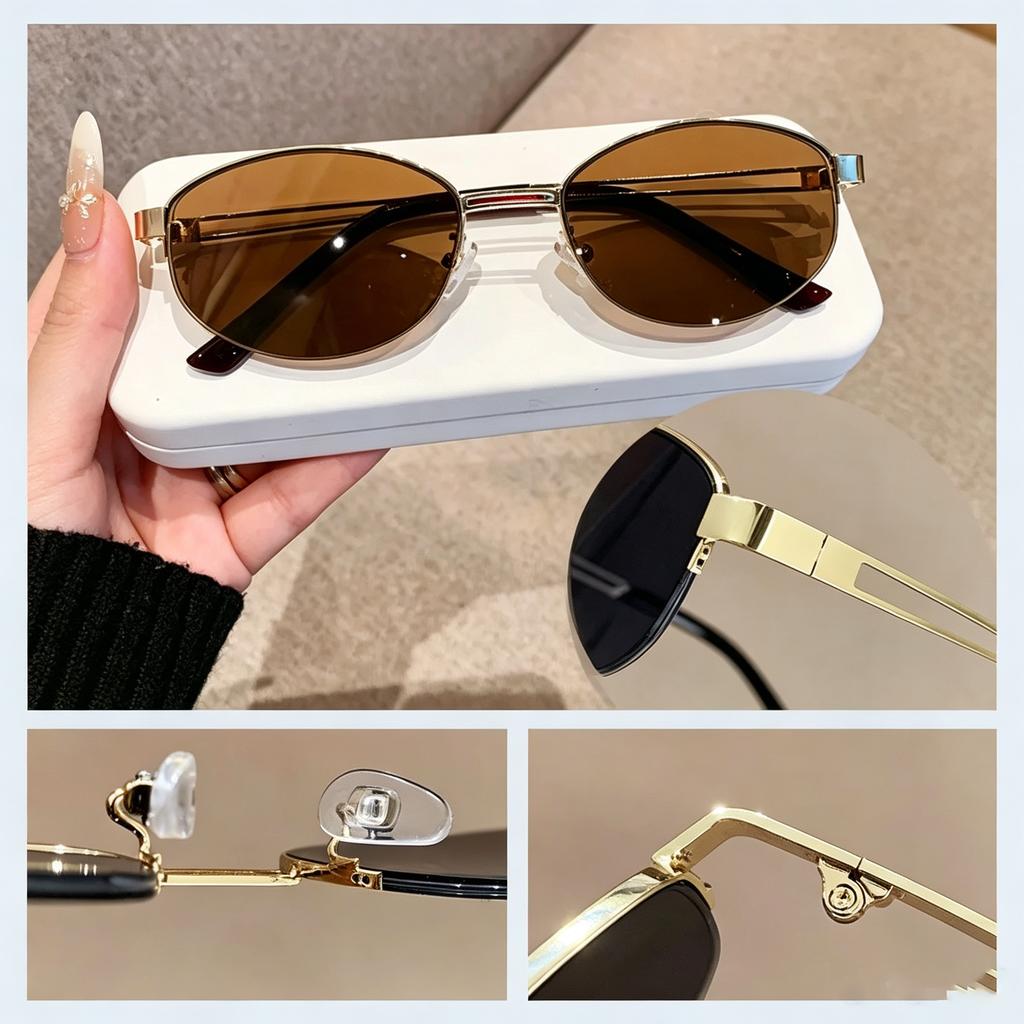 Xiaomi Glasses for Woman, Man Sunglasses – Oval Metal Frame UV400 Sunglasses, Fashionable Outdoor Sun Glasses