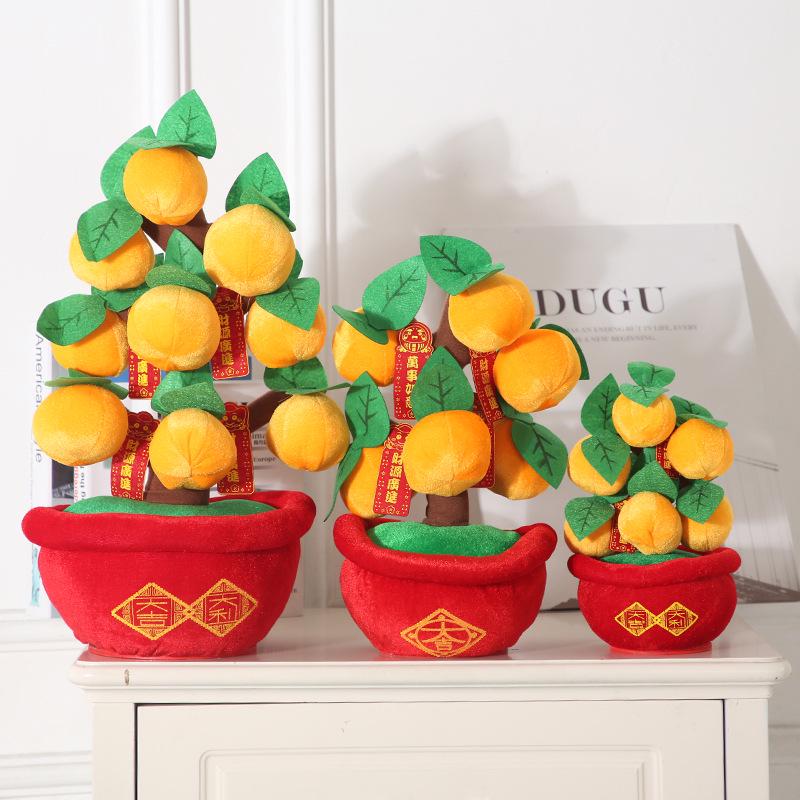 New Year Desktop Peach Blossom and Orange Tree Ornaments for Spring Festival Decor