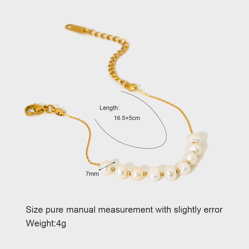 Hot Sale French Retro Freshwater Pearl Bracelet Beaded Plated 18k Gold Stainless Steel Elegant Light Luxury Jewelry Women