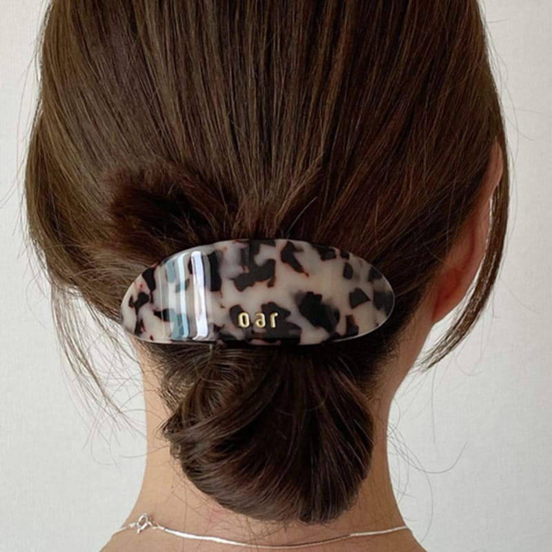 Oar Classic Big Marble Barrette [Beige Leopard]