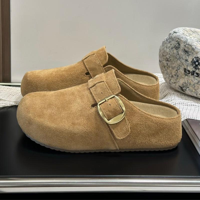 Thick-bottomed Boken bag head slippers women's autumn and winter 2025 new round head one pedal lazy leisure thick bottom half drag