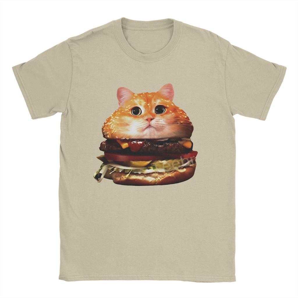 Men T Shirt Hamburger for cats shop T-Shirts Trendy Cool  Summer Tees Vintage Custom DIY Pure Cotton Clothes Birthday Gift