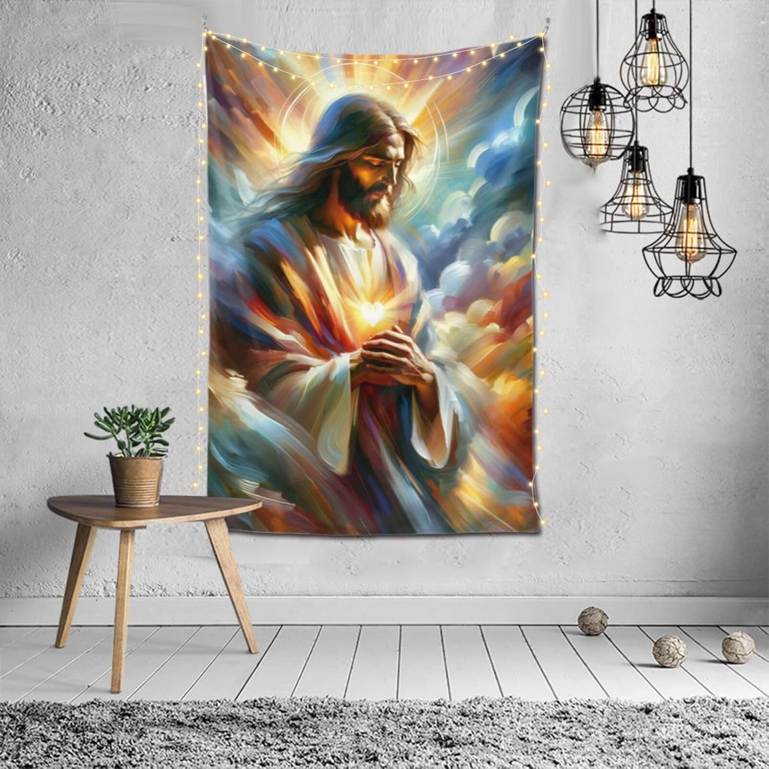 Tapestry of Famemberpers Divine Heart of Compassion Jesus Gobestri 75x100 чёрный