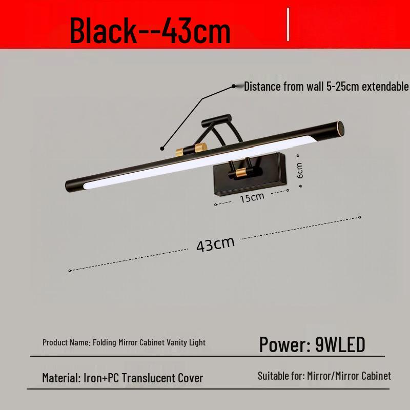 

Светодиодный складной светильник для макияжа: Минималистичный, без сверления, водонепроницаемый, влагостойкий китайский зеркальный шкаф с настенным светильником для макияжа в ванной комнате. Neutral Light 4000K