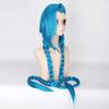 Jinx Cosplay Wig Blue Double Braid Free Wig Cap Super Long Blue Braiding Hair Women 'S Cosplay Wig