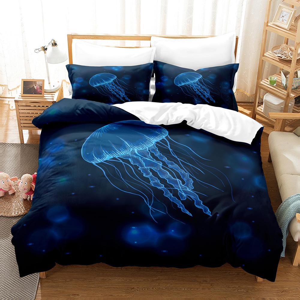 Marine Animal Three-Piece Quilt Cover American Retro