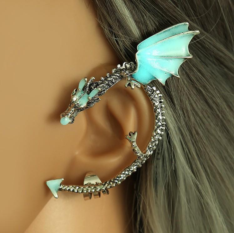 Retro Luminous Dragon Ear Clip  Stud Set - European  American Fashion Jewelry