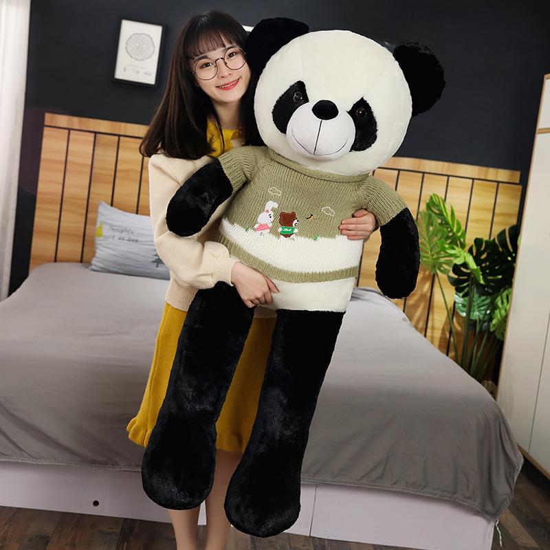 Cute Sweater Panda Plush Toy Cloth Doll Large National Treasure Black And White Panda Doll Girl Birthday Gift
