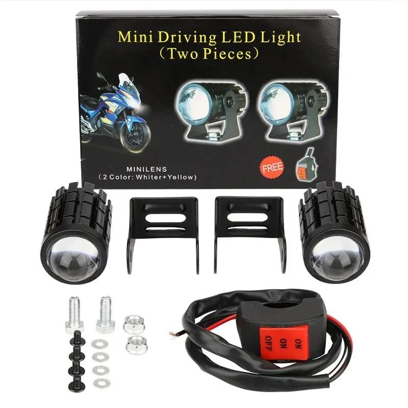 

Motocicleta Mini Driving Fog Light, Dual Color para Farol, Farol Auxiliar, Lâmpada, R, ATV, Scooter, Acessórios de Moto, 9-36V