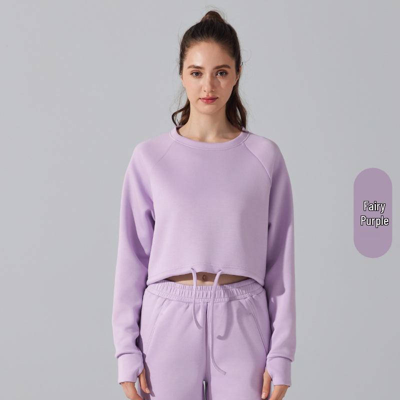 

Versatile Yoga & Fitness Loose Crewneck Sweatshirt with Long Sleeves & Drawstring Extra Large