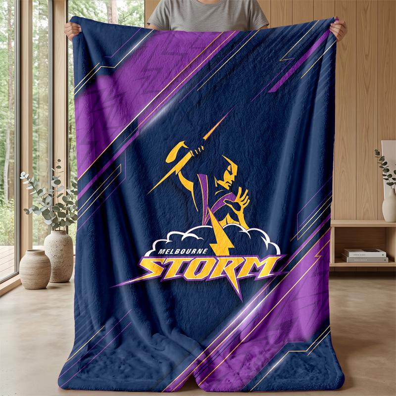 Melbourne Storm Flannel Fleece Blanket Cozy Warm Throw Blanket For Couch Bed Travel All Season Use