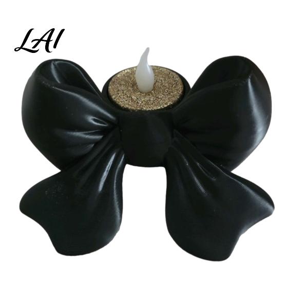 Modern PLA Bow Ornament 3D Printed Candle Holder Decorative Candlestick Stand for Scented Candles Delicate Gift Holiday & LED Tealights Elegant
