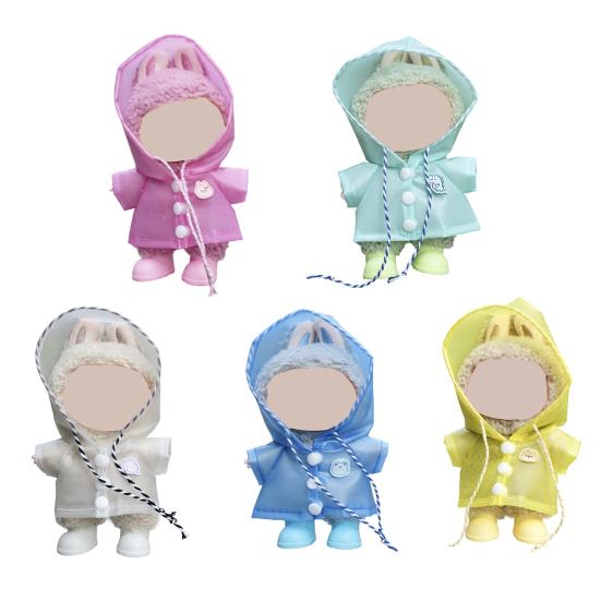 17cm Doll Raincoat Hooded Cape Small Animal Rainwear Waterproof Doll Clothes Gift for Birthday Display Collector