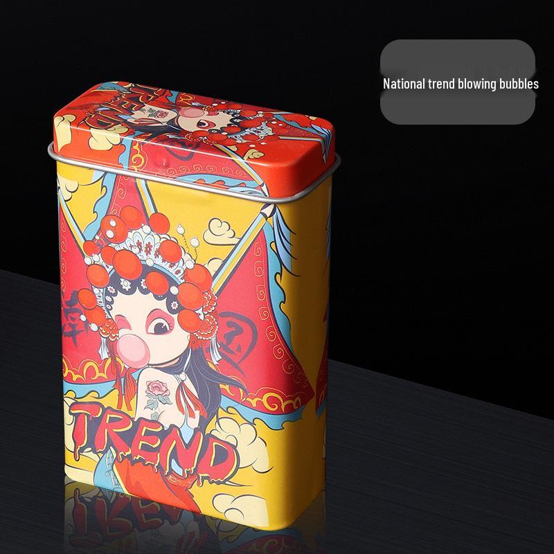 Men's 20-Capacity Tinplate Cigarette Case, Personalized Metal Hand-Rolled Holder, Multi-Pattern, Waterproof & Moisture-Proof.