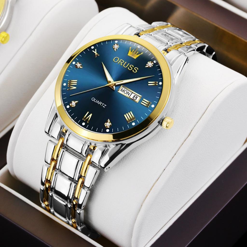 Men'S Fully Automatic Quartz Watch Luminous Waterproof Calendar Diamond-Encrusted Business Men'S Watch