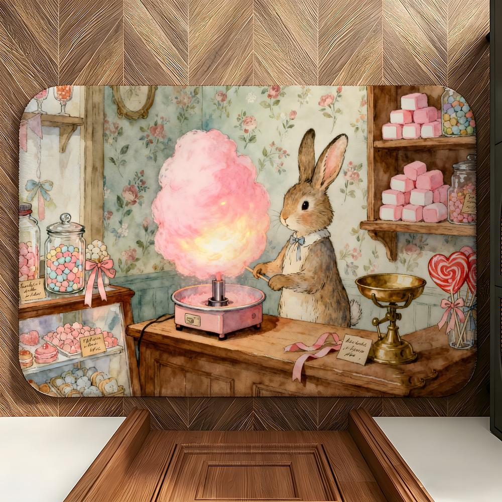 Cartoon P-Peter R-Rabbit Floor Mat Soft Flannel Floor Mat Suitable for Entryways, Living Rooms, Bedrooms, and Bathrooms