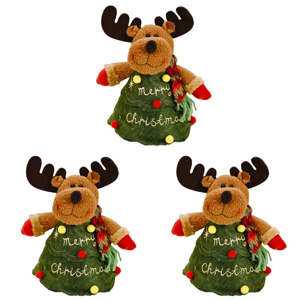 3pcs Fabric Storage Bags Reusable Xmas Treat Pouch Creative Doll Candy Bag Xmas Gift & Party Favor Bags for Gifts Apples Candy