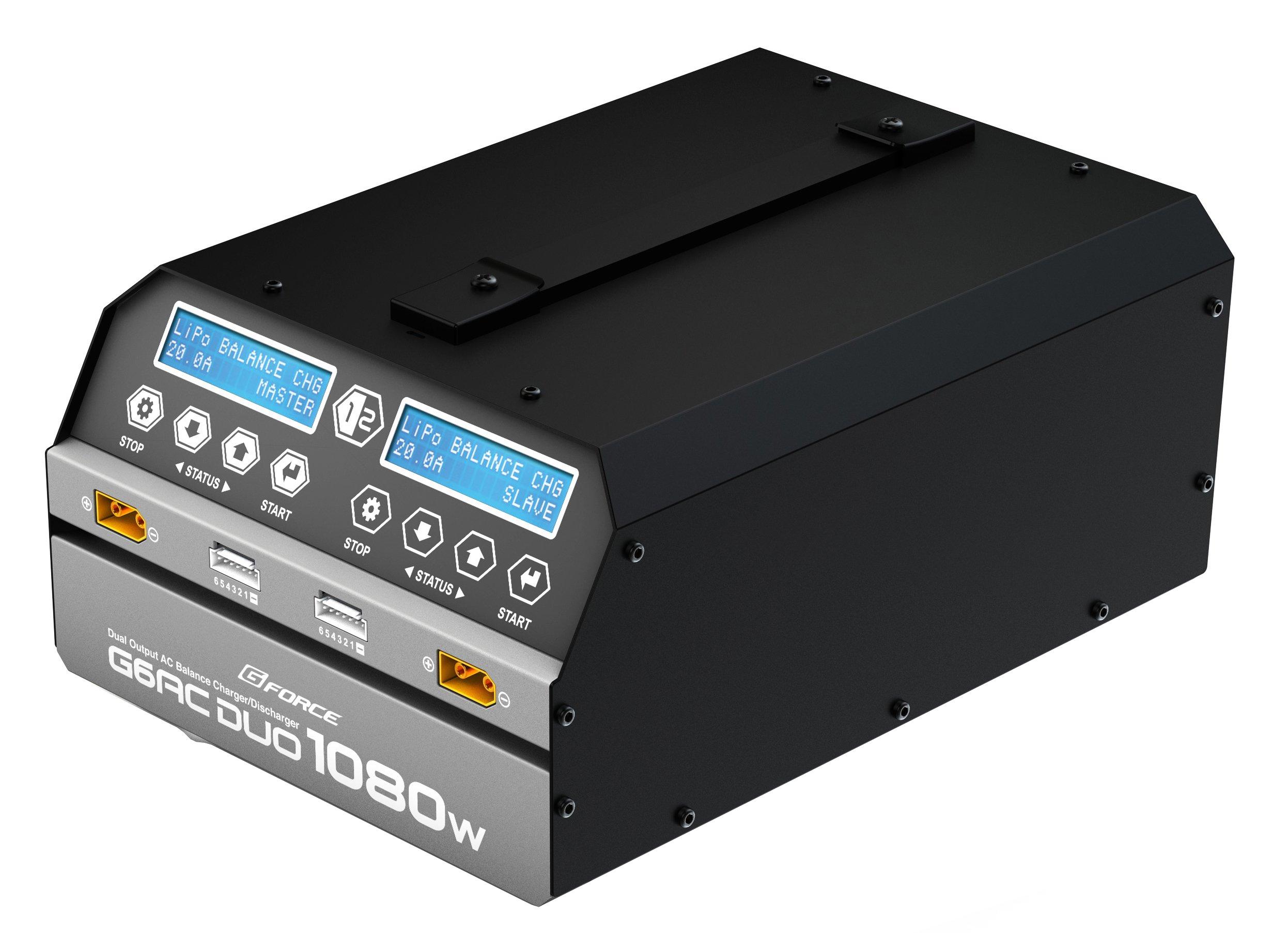 

G6AC DUO 1080W 6 Cell LiPo Only Max 20A x 2 Ports High Output AC Charger G0240 Japanese G-Force (540W) [Genuine Product] чорний
