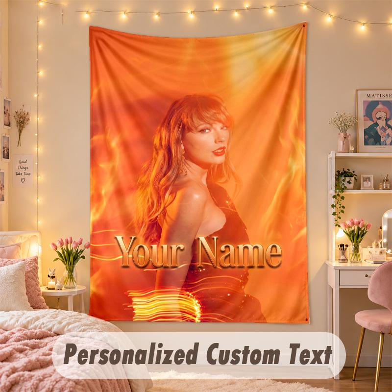 Custom Personalized Tapestry,Taylor Swift Print Custom Name Text Wall Art Hanging for Bedroom