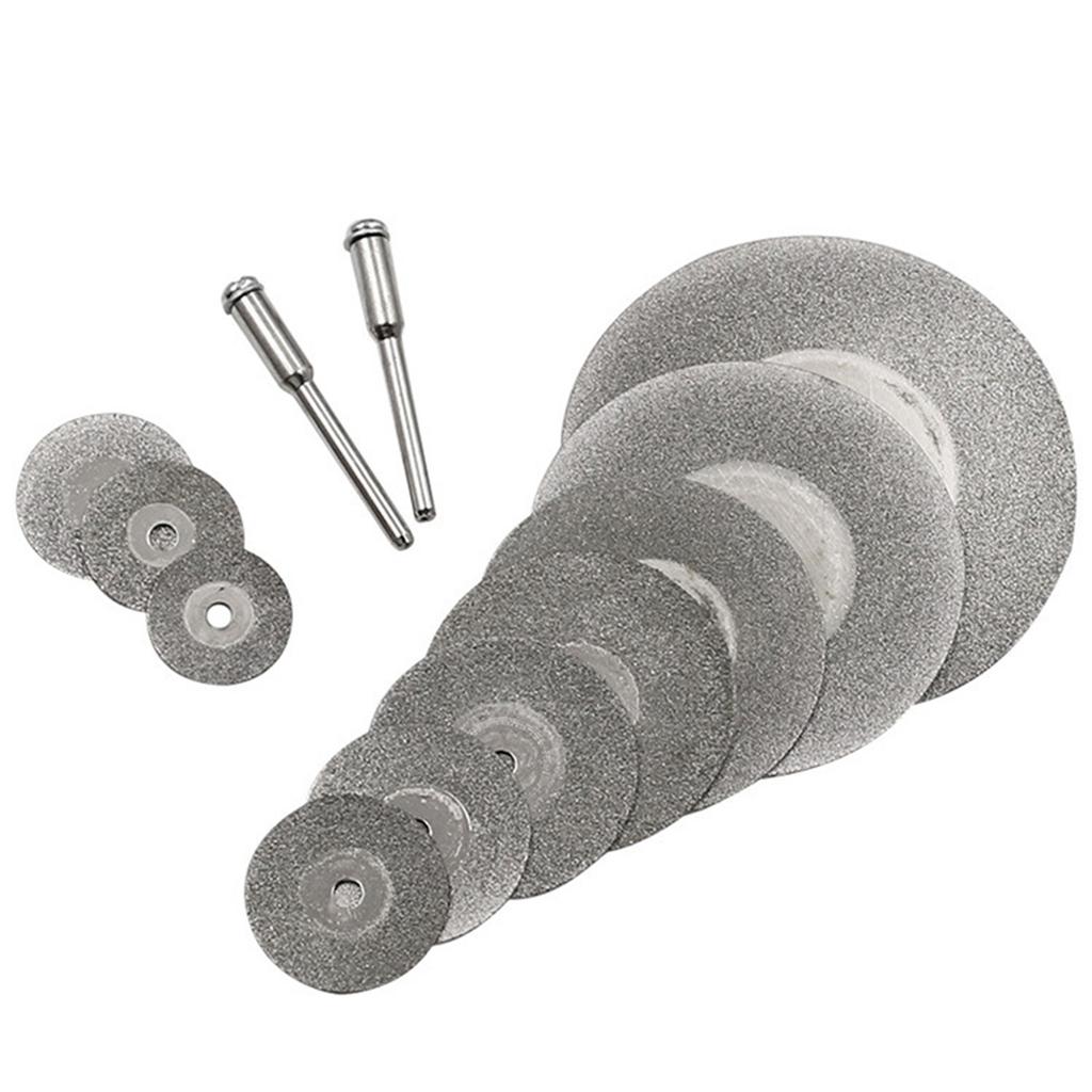 10 Pieces Cutting Off Discs Wheel Rotary Tool with 2 Mandrel Arbor- Set 16-60mm Cutting Wheel for Stone Glass