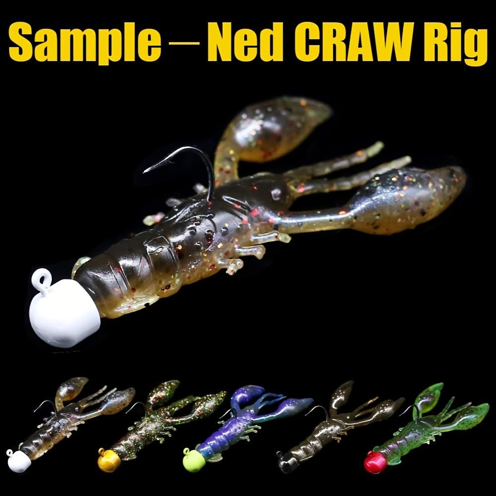 Ned Rig Fishing Kit with Soft Plastic Worms, Swimbait, Minnow, Crawfish, Shroom Baits - PVC Lures for Bass, Trout, Pike - Assorted Colors, Multi-Pack