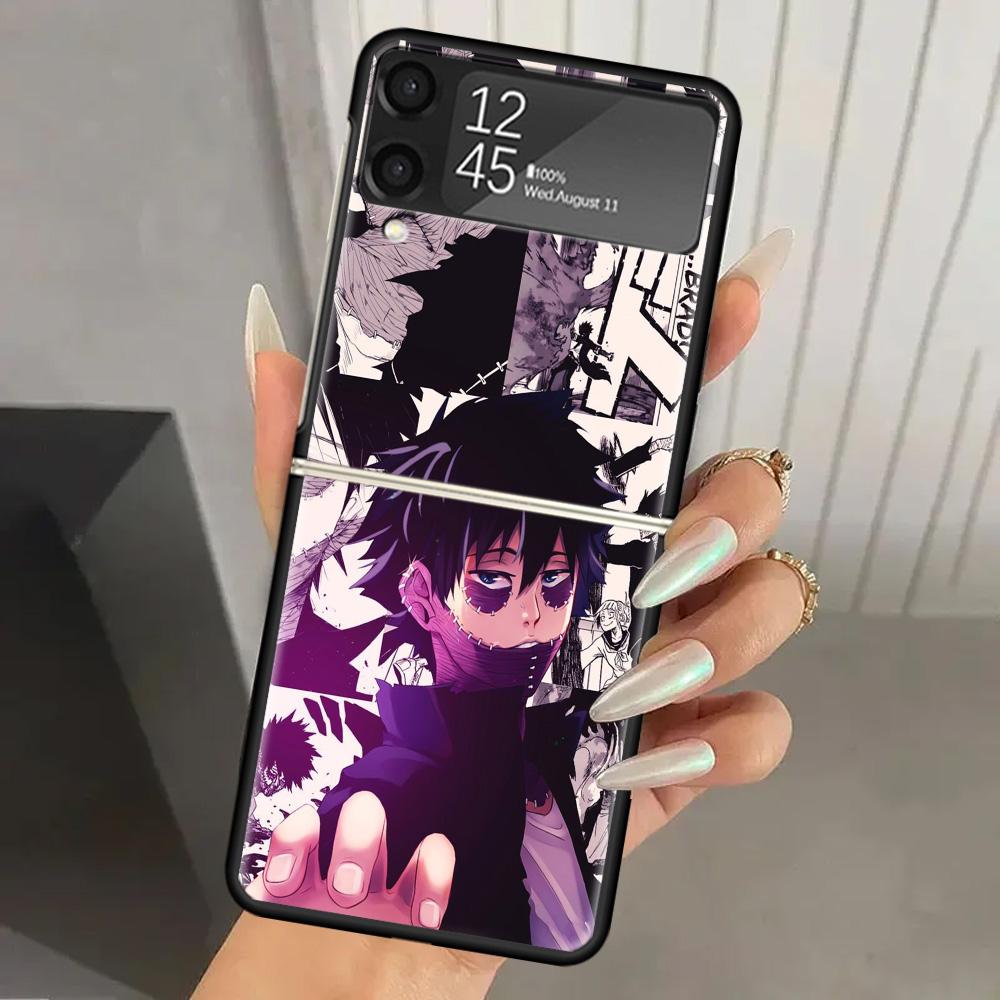 My Hero MHA Dabi Bnha Hard PC Phone Case For Samsung Galaxy Z Flip 7 6 5 4 3 Black ZFlip7 ZFlip6 Flip5 Flip4 Flip3 5G Print Cove