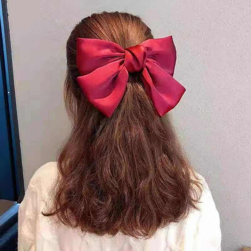 Fashion Ribbon Bow Hair Clips for Women Large Bow Hairpin Girls Satin Trendy Ladies Hairgrips Cute Barrette Hair Accessories