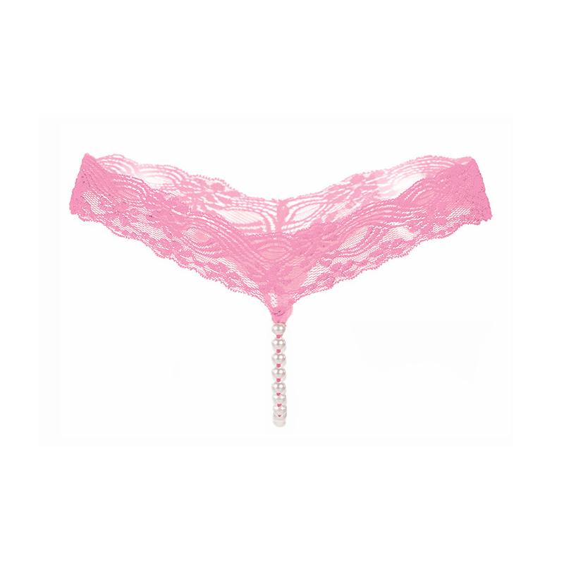 Sexy String-Spitzenunterwäsche für Frauen Ikule Back Bow Höschen G-String T-Back Tanga mit Perlen Höschen K107