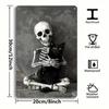 Whimsical Skull Cat Wall Decor Black White 8x12 Inch Tin Sign Easy Install Home Office