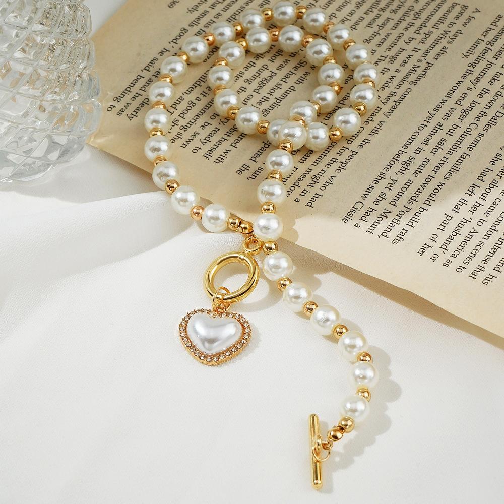 Elegant Zircon Necklace For Women Heart Pendant Necklaces Luxury Imitation Zircons Chain Necklaces Korean Zircon Girls Gifts
