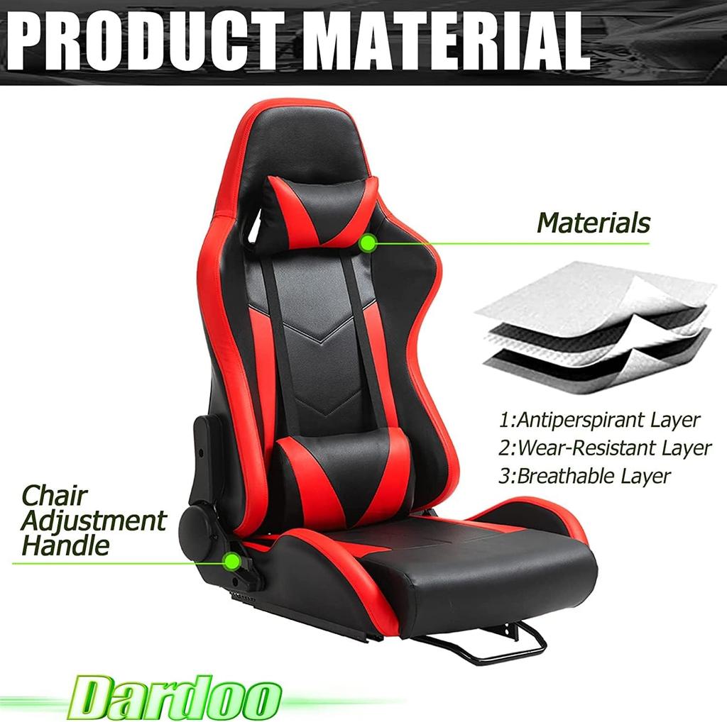 Dardoo Racing Car Game Bucket Cockpit Racing Car Wheel Mount Chair Electronic Gaming Chair with Adjustable Double Slide Adaptive Game Simulator Red