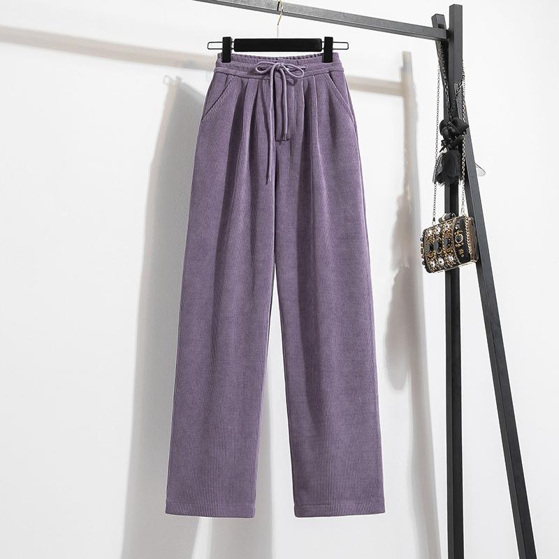 

Dimanaf 2025 Большой размер Осенние длинные брюки Женские Эластичные Свободные Винтажные Однотонные Хлопковые Свободные Полной длины С высокой талией Женские Базовые Большие Брюки-брюки 5XL фиолетовый