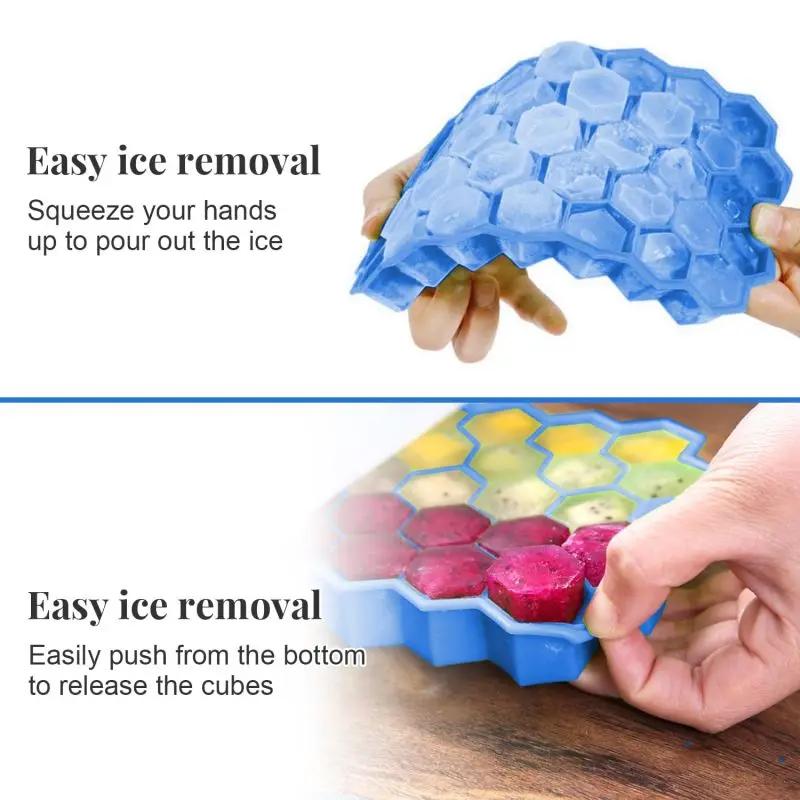 37 Silikonových forem Plástvové formičky na led Opakovaně použitelné formy Bez BPA Výrobník ledu s odnímatelnými víčky Nádoba na led Letní doplňky