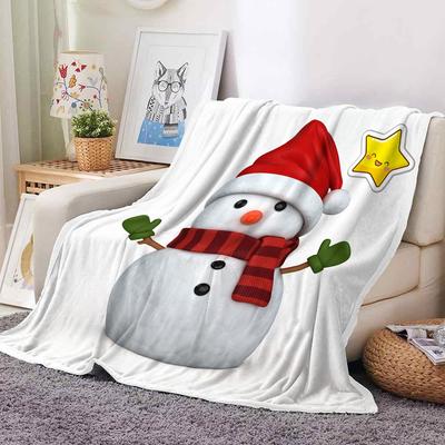 Christmas Snowman Double Sided Flannel Blanket Warm Sherpa Bed Cover