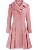 Pink Double Breasted Belted Trench Coat with Notch Lapel and Gold Buttons