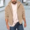 Men's Fluffy Hooded Coat Trendy Zipper Closure Thickened Fleece Jacket Long Sleeves Winter