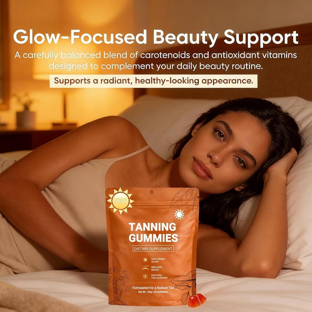 2026 Nuevas Gominolas Bronceadoras para Mujer, Resplandor e Hidratación de la Piel para un Brillo de Aspecto Natural, Bronceado