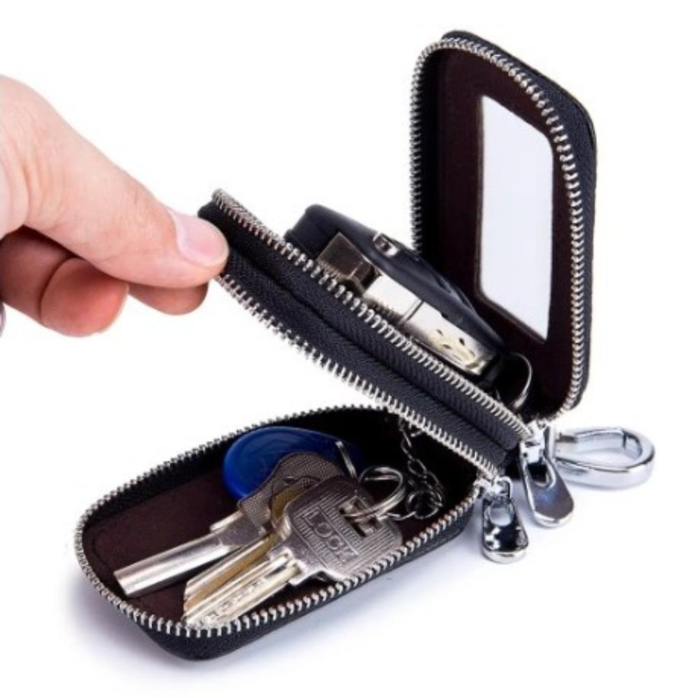 Double-layer Car Key Bag Genuine Leather Keys Wallet Practical Key Case Keychain holder Home